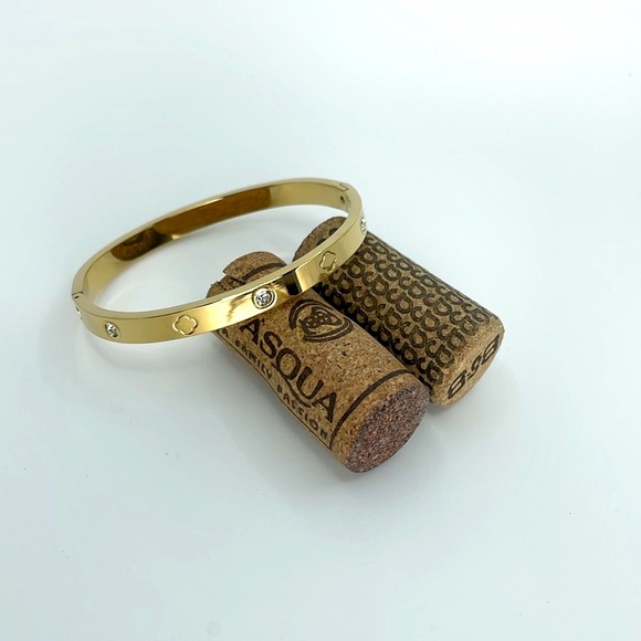 Stainless Steel 18k Gold Plated Bangle Bracelet - Picture 2 of 6